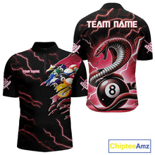 Load image into Gallery viewer, Red 8 Ball Lightning Thunder Cobra Snake Billiard Shirt For Men Custom Pool Team Jersey TDM5874