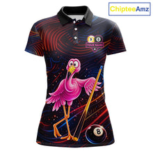 Load image into Gallery viewer, Funny Neon Flamingo 8 Ball &amp; 9 Ball Billiard Shirt For Women Custom Pool Team Jersey Polo &amp; 1/4 Zip TDM6257