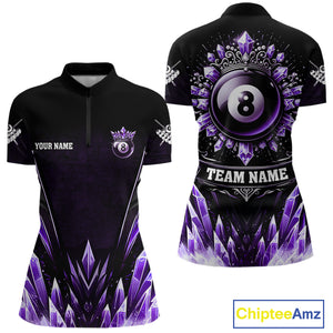 Personalized Purple Icy 8 Ball Pool Crown Billiard Shirt For Women, Funny Billiard Team Jerseys TDM4304