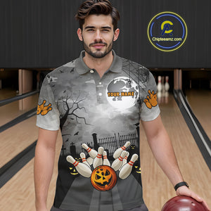 Funny Bowling Halloween Shirt For Men Custom Halloween Bowling Jersey Team Polo & 1/4 Zip TDM4949