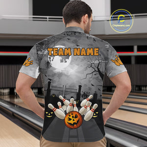 Funny Bowling Halloween Shirt For Men Custom Halloween Bowling Jersey Team Polo & 1/4 Zip TDM4949