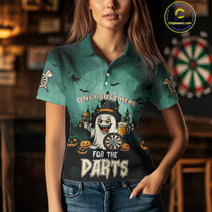 Only Just Here For The Darts Custom Halloween Darts Shirt For Women, Funny Ghostly Darts Team Jersey TDM4951