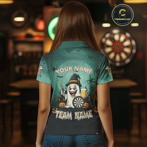 Only Just Here For The Darts Custom Halloween Darts Shirt For Women, Funny Ghostly Darts Team Jersey TDM4951