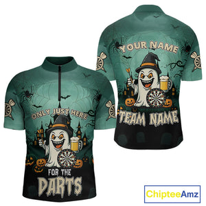 Only Just Here For The Darts Custom Halloween Darts Shirt For Men, Funny Ghostly Darts Team Jersey TDM4951