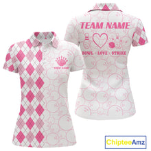 Load image into Gallery viewer, Personalized Pink Argyle Bowling Jersey For Women Custom Bowling Shirt Team Polo &amp; 1/4 Zip TDM6265