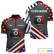 Load image into Gallery viewer, Patrioitc 8 Ball Pool Men Billiard Polo &amp; 1/4-Zip Shirt Personalized Billiard Team Jersey NYN2376