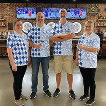 Load image into Gallery viewer, Aim Love Darts Custom Blue Argyle Men Darts Polo &amp; 1/4 Shirts, Funny Darts Shirts Dart Team Jersey TDM5663