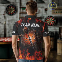 Load image into Gallery viewer, Orange Flaming Skull Men's Dart Jerseys Custom Dart Fire Lightning Darts Team Shirt Polo &amp; 1/4 Zip TDM3856