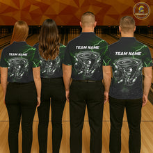 Load image into Gallery viewer, Personalized Thunder Lightning Tornado Funny Bowling Shirt For Men, Bowling Team Jersey |Green TDM5395