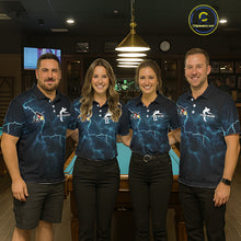 Load image into Gallery viewer, Blue Funny 8 Ball Pool Billiard Shirt For Women Custom Thunder Lightning Billiard Team Jersey TDM5397