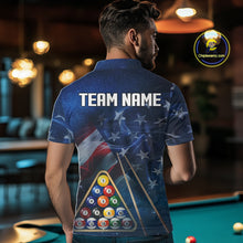 Load image into Gallery viewer, American Flag Blue Galaxy Billiard Shirt For Men Custom 8 Ball Pool Team Jersey Polo &amp; 1/4 Zip TDM5885