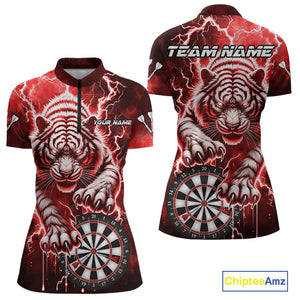 Personalized Thunder Lightning Tiger Dart Shirts For Women Custom 3D Dart League Team Jersey|Red TDM3861