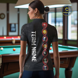 DNA Billiard Shirts For Women Custom Funny Pool Balls Billiard Jerseys Team Polo & Quarter Zip TDM3862