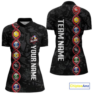 DNA Billiard Shirts For Women Custom Funny Pool Balls Billiard Jerseys Team Polo & Quarter Zip TDM3862