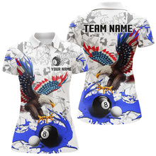 Load image into Gallery viewer, American Flag Eagle 8 Ball Pool Paint Splash Custom Billiard Shirts For Women, Billiard Jerseys |Blue TDM2181