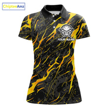 Load image into Gallery viewer, Black Yellow Skull Lightning Splash Darts Shirt For Women Custom Darts Jersey Team Polo &amp; 1/4 Zip TDM5893
