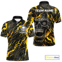 Load image into Gallery viewer, Black Yellow Skull Lightning Splash Darts Shirt For Men Custom Darts Jersey Team Polo &amp; 1/4 Zip TDM5893