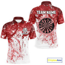 Load image into Gallery viewer, Personalized Red Grunge Darts Jerseys For Men Custom Darts Team Shirts Polo &amp; Quarter Zip TDM5894