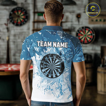 Load image into Gallery viewer, Personalized Blue Grunge Darts Jerseys For Men Custom Darts Team Shirts Polo &amp; Quarter Zip TDM5895