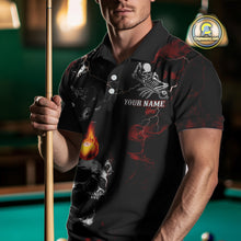Load image into Gallery viewer, Personalized Red Smoke Skull Billiard Shirts For Men Custom Death Skeleton Billiard Jerseys TDM3869