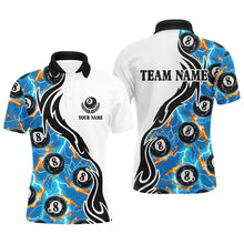 Load image into Gallery viewer, Blue 8 Ball Pool Fire Thunder Lightning Custom Billiard Shirts For Men Team League Billiard Jerseys TDM1782