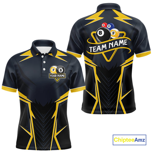 Billiard Jersey For Men Custom Polo & 1/4 Zip Billiard Team Shirt, 8 & 9 Ball Pool Shirt|Yellow TDM4330