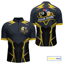 Load image into Gallery viewer, Billiard Jersey For Men Custom Polo &amp; 1/4 Zip Billiard Team Shirt, 8 &amp; 9 Ball Pool Shirt|Yellow TDM4330