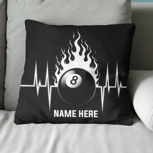 Load image into Gallery viewer, Funny Heartbeat Pulse 8 Ball Flame Custom Black Pillow, Billiard Pillows TDM0892