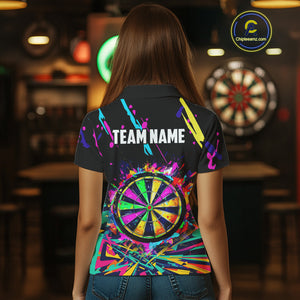 Colorful Neon Darts Shirts For Women Custom Darts Jerseys Polo & 1/4 Zip, Darts Team Shirt TDM3878