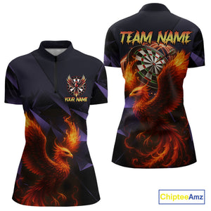 Personalized Phoenix Dartboard 3D Dart Shirts For Women Custom Darts Jerseys Polo & Quarter Zip TDM4164