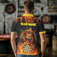Load image into Gallery viewer, Personalized Fire Flame Lion Darts Shirt For Men Custom Darts Jersey Team Polo &amp; Quarter Zip TDM6311
