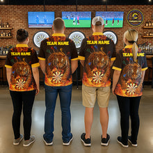 Load image into Gallery viewer, Personalized Fire Flame Tiger Darts Shirt For Men Custom Darts Jersey Team Polo &amp; Quarter Zip TDM6312