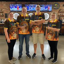 Load image into Gallery viewer, Personalized Fire Flame Tiger Darts Shirt For Men Custom Darts Jersey Team Polo &amp; Quarter Zip TDM6312