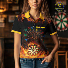 Load image into Gallery viewer, Personalized Dragon Flame Lion Darts Shirt For Women Custom Darts Jersey Team Polo &amp; Quarter Zip TDM6313