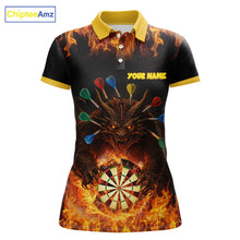 Load image into Gallery viewer, Personalized Dragon Flame Lion Darts Shirt For Women Custom Darts Jersey Team Polo &amp; Quarter Zip TDM6313
