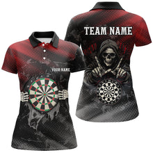 Load image into Gallery viewer, Red And Black Grim Reaper Custom Darts Shirts For Women, Personalized Skull Darts Team Jerseys TDM1987