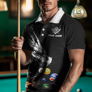 Personalized White Black 3D Dragon Billiard Balls Pool Shirt For Men, Billiard League Team Jersey TDM4342