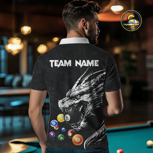 Personalized White Black 3D Dragon Billiard Balls Pool Shirt For Men, Billiard League Team Jersey TDM4342