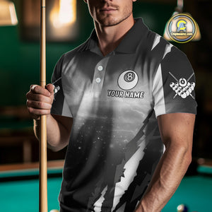 Personalized Thunder Lightning Wolf Billiard Shirt For Men, 8 Ball Billiard Team Jerseys |Grey TDM4550
