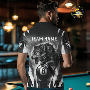 Personalized Thunder Lightning Wolf Billiard Shirt For Men, 8 Ball Billiard Team Jerseys |Grey TDM4550