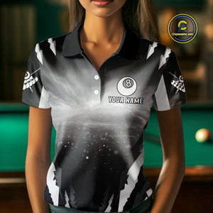 Personalized Thunder Lightning Wolf Billiard Shirt For Women, 8 Ball Billiard Team Jerseys |Grey TDM4550
