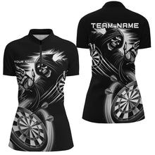 Load image into Gallery viewer, Personalized Black White Grim Reaper Dart Shirts For Women Custom  Dart Jerseys Team Uniform TDM2961