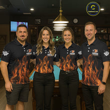 Load image into Gallery viewer, Orange Flaming 8 Ball Billiard Polo &amp; 1/4 Zip For Women Custom Billiard Jersey, Pool Team Shirts TDM5432