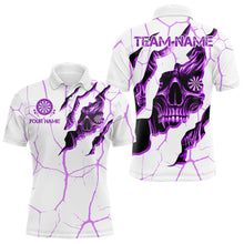 Load image into Gallery viewer, Personalized Skull White Purple Grunge Darts Polo &amp; Quarter-Zip For Men Custom Dart Team Jerseys TDM3704