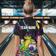 Load image into Gallery viewer, Colorful Bowling Jersey Funny Alligator Bowling Polo &amp; 1/4 Zip For Women Custom Bowling Team Shirts TDM6491