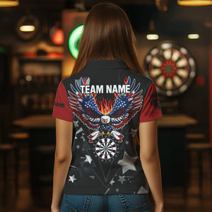 Personalized Fire American Flag Eagle Darts Shirts For Women Custom Pride Patriotic Dart Jerseys TDM3714