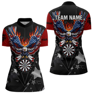 Personalized Fire American Flag Eagle Darts Shirts For Women Custom Pride Patriotic Dart Jerseys TDM3714