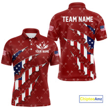 Load image into Gallery viewer, Personalized American Flag Red Dart Pattern Polo &amp; Quarter Zip For Men, Patriotic Darts Jersey TDM4997
