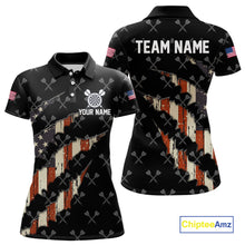Load image into Gallery viewer, Vintage American Flag Darts Polo &amp; Quarter Zip Custom Darts Shirt For Women, Patriotic Darts Jersey TDM4999