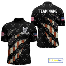 Load image into Gallery viewer, Vintage American Flag Darts Polo &amp; Quarter Zip Custom Darts Shirt For Men, Patriotic Darts Jersey TDM4999